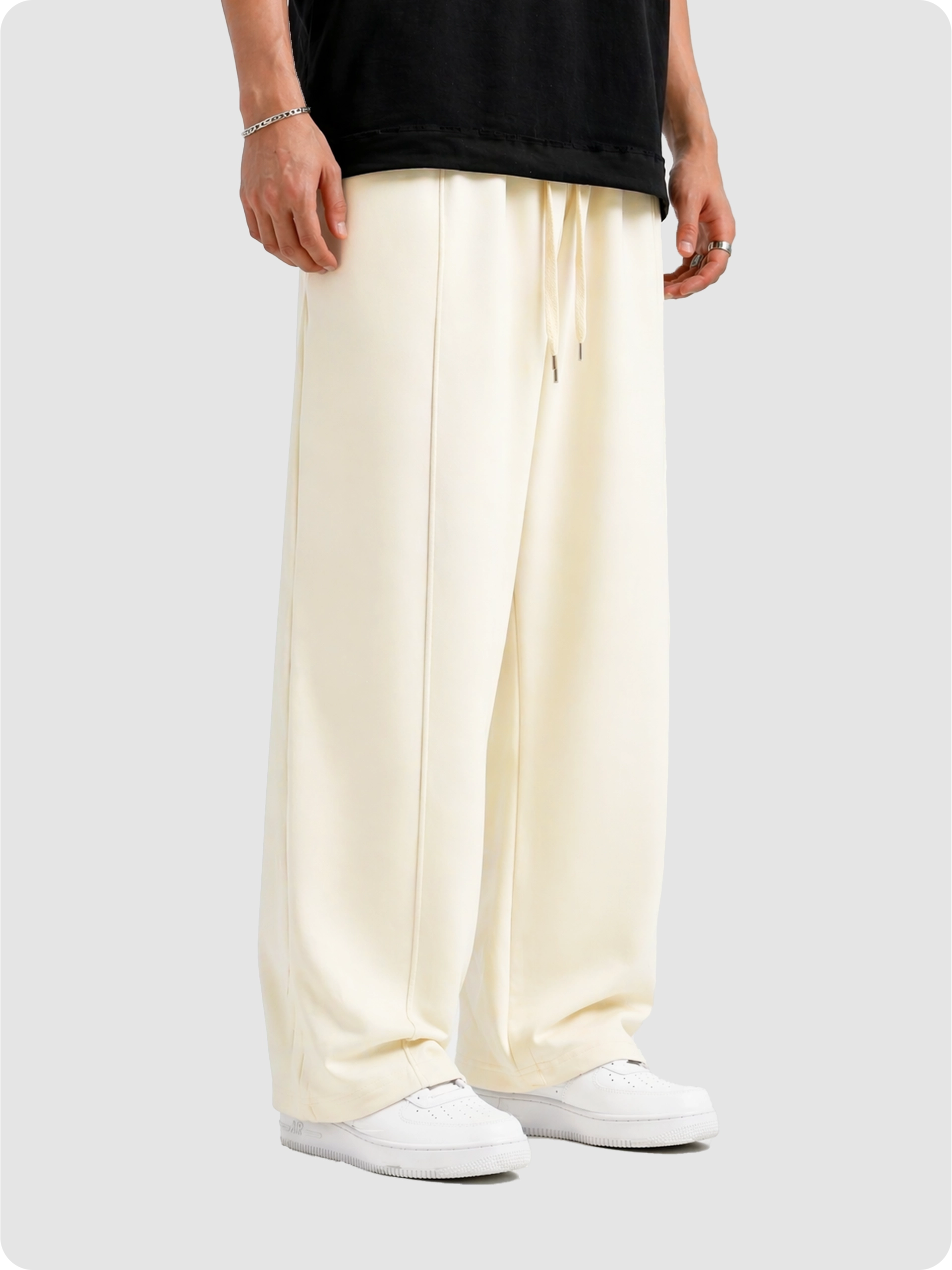Cream Plain Trouser